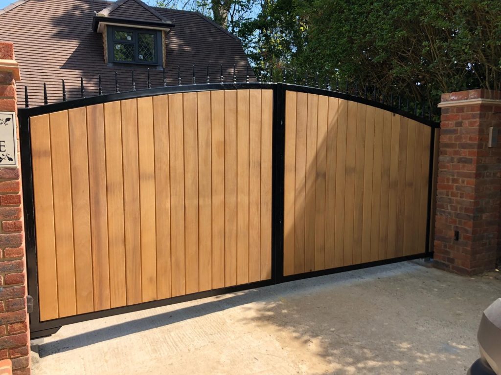 wooden with metal gates
