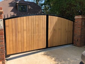 wooden with metal gates