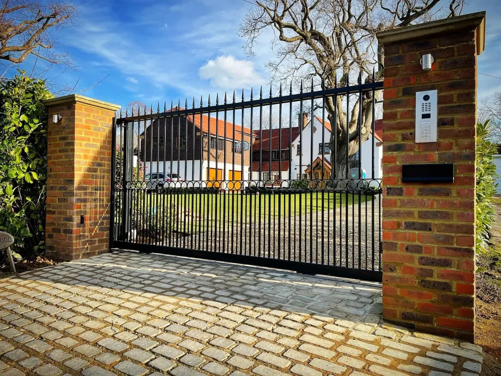 metal security gate with intercom system