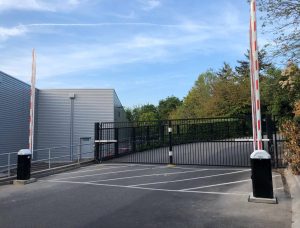 industrial electric gates with barrier raised
